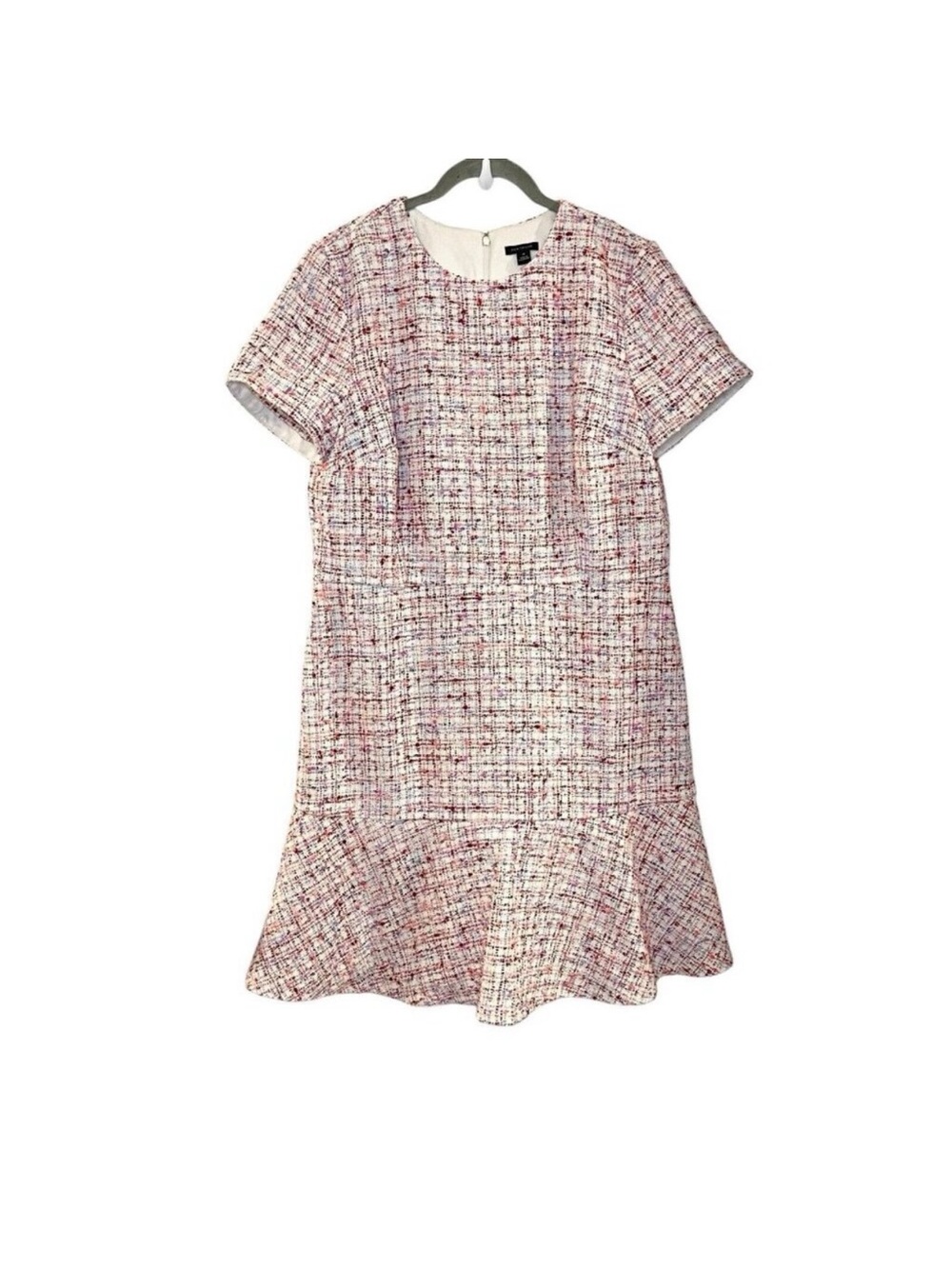 Ann Taylor Multicolored Tweed Flounce Mini Dress Short Sleeve Office Easter 14